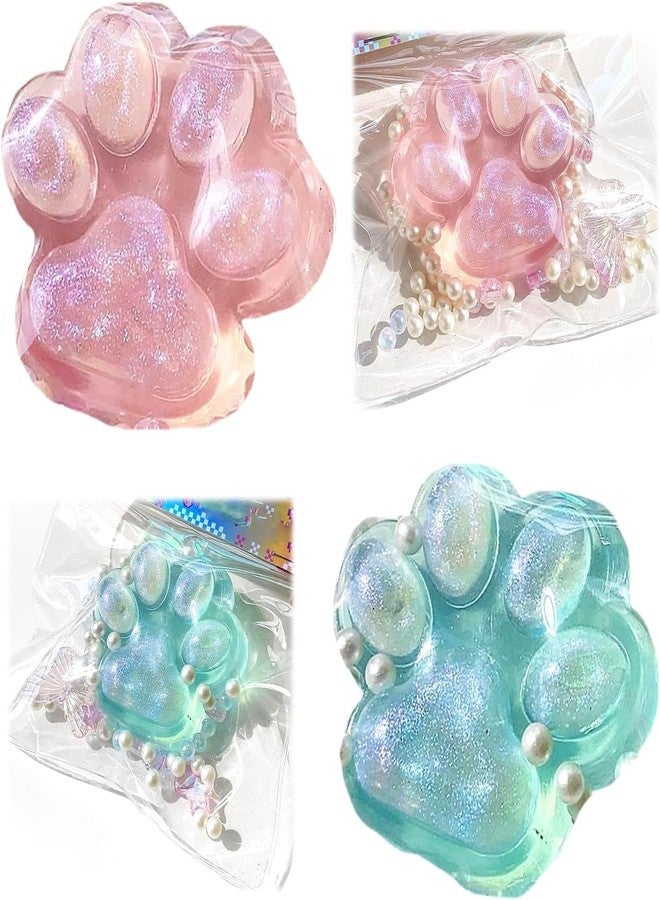 RAMONI 2 Pcs Cat Paw Squishy, Squishy with Pearl Butterfly Accessories, Animals Stress Relief Taba Squishy Paw, Cute Animals Stress Relieving Fidget Toy for Boys Girls Birthday Party Gifts - Image 1